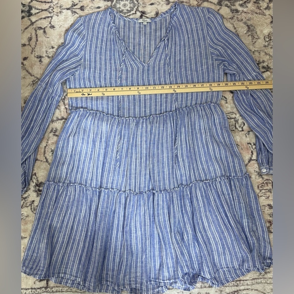 RAILS Everly Dress in Ludlow Stripe  Light Blue Long Sleeve Dress Size Medium - Picture 9 of 12